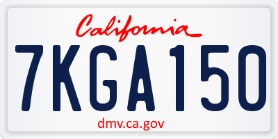 CA license plate 7KGA150