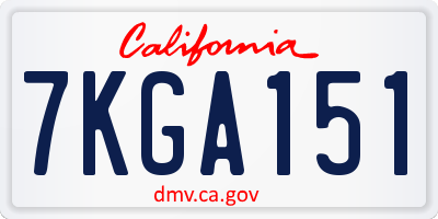 CA license plate 7KGA151