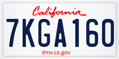 CA license plate 7KGA160