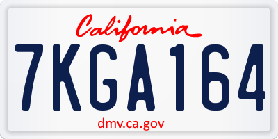 CA license plate 7KGA164