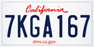 CA license plate 7KGA167