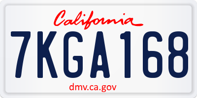 CA license plate 7KGA168