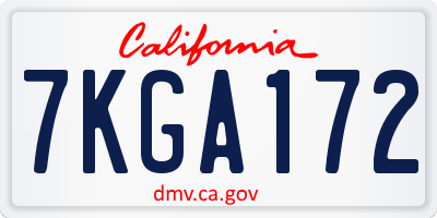CA license plate 7KGA172