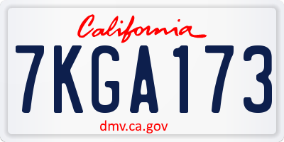 CA license plate 7KGA173