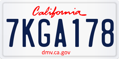 CA license plate 7KGA178