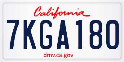 CA license plate 7KGA180