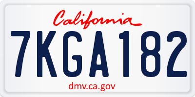 CA license plate 7KGA182