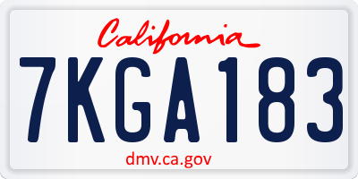CA license plate 7KGA183