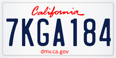 CA license plate 7KGA184