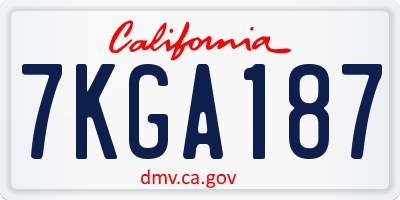 CA license plate 7KGA187