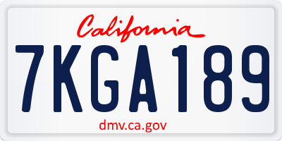 CA license plate 7KGA189