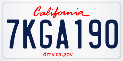 CA license plate 7KGA190
