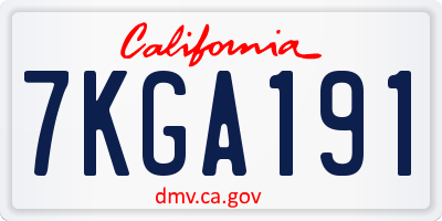 CA license plate 7KGA191