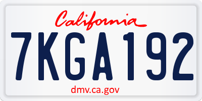 CA license plate 7KGA192