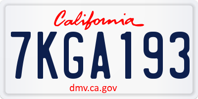 CA license plate 7KGA193