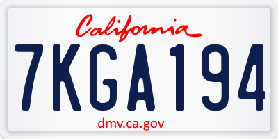 CA license plate 7KGA194