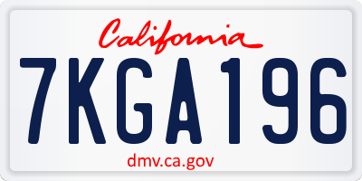 CA license plate 7KGA196