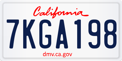 CA license plate 7KGA198