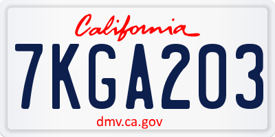 CA license plate 7KGA203