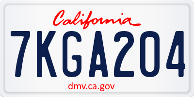 CA license plate 7KGA204