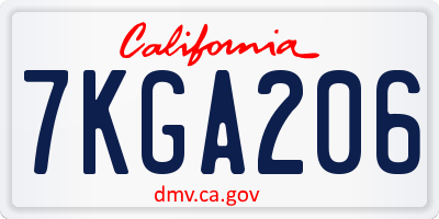 CA license plate 7KGA206