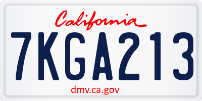 CA license plate 7KGA213
