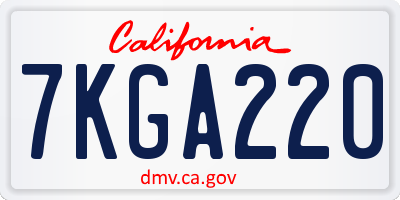 CA license plate 7KGA220