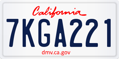 CA license plate 7KGA221