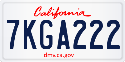CA license plate 7KGA222