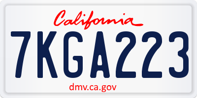 CA license plate 7KGA223