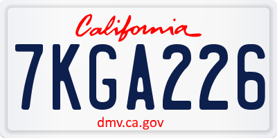 CA license plate 7KGA226