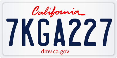 CA license plate 7KGA227
