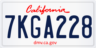 CA license plate 7KGA228
