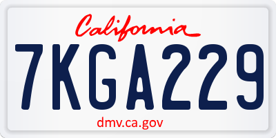 CA license plate 7KGA229