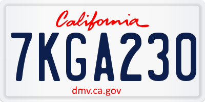 CA license plate 7KGA230