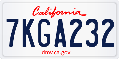 CA license plate 7KGA232