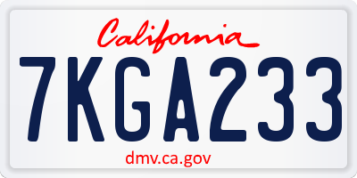 CA license plate 7KGA233