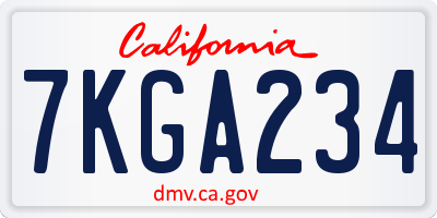 CA license plate 7KGA234
