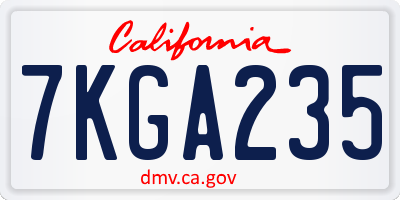 CA license plate 7KGA235
