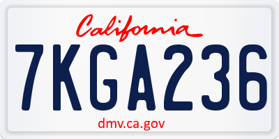 CA license plate 7KGA236