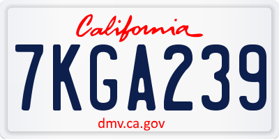 CA license plate 7KGA239