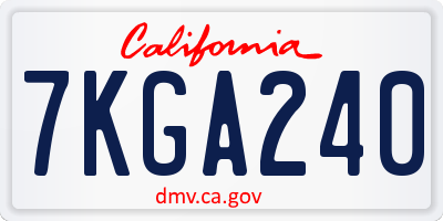 CA license plate 7KGA240
