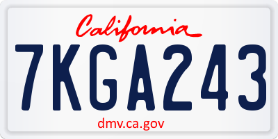 CA license plate 7KGA243