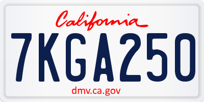 CA license plate 7KGA250
