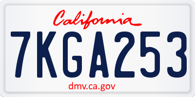 CA license plate 7KGA253