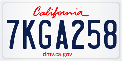 CA license plate 7KGA258