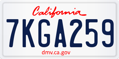 CA license plate 7KGA259