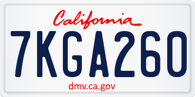 CA license plate 7KGA260