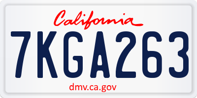 CA license plate 7KGA263