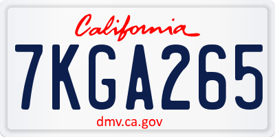 CA license plate 7KGA265